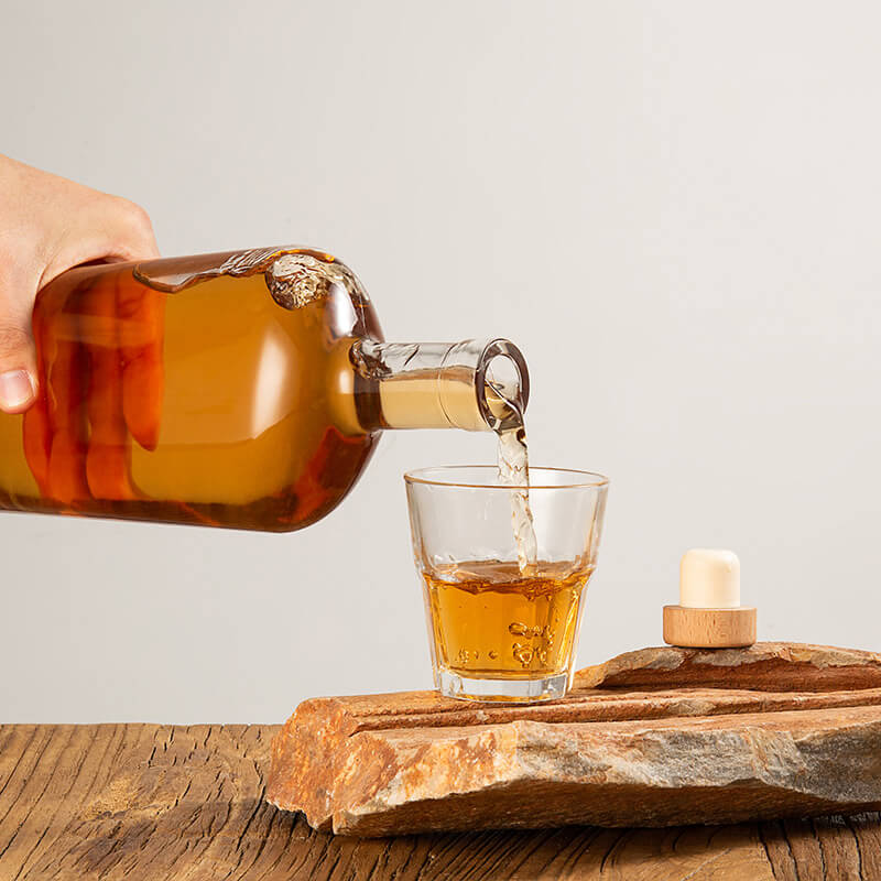 750ml Flat Philly Tequila Alcohol Glass Bottle with Bar Top Cork